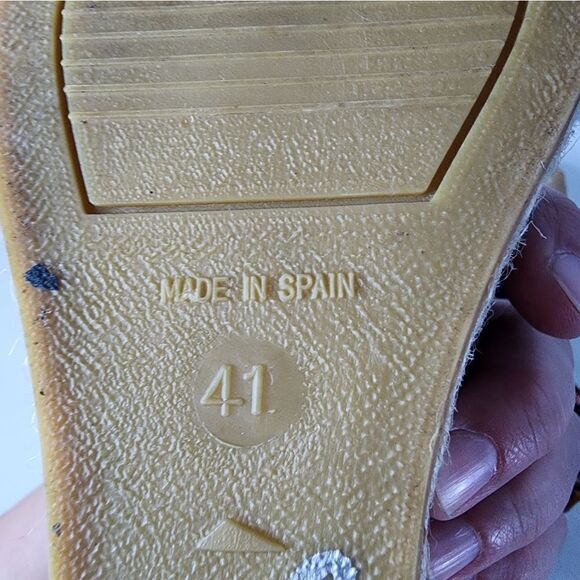 Vidorreta made in Spain strappy open toe sandal EU 41 yellow espadrille wedges - Picture 5 of 7